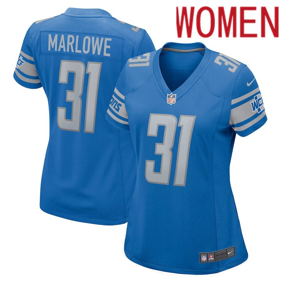 Women Detroit Lions #31 Dean Marlowe Nike Blue Nike Game NFL Jersey->women nfl jersey->Women Jersey